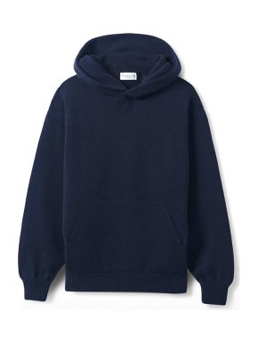 Johnstons Of Elgin  Dark Navy Cashmere Hoodie