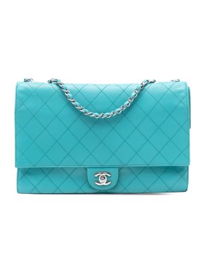 Chanel Blue  Quilted Calfskin Double Flap