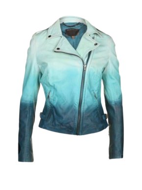 Muubaa Blue Ombre Leather Biker Jacket