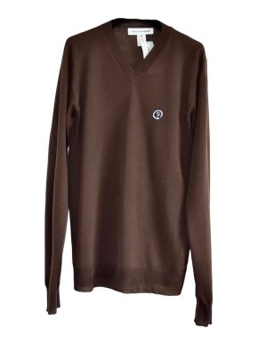 Comme Des Garcons Brown Wool V Neck Jumper