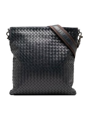 Bottega Veneta Blue Leather Intrecciato Crossbody