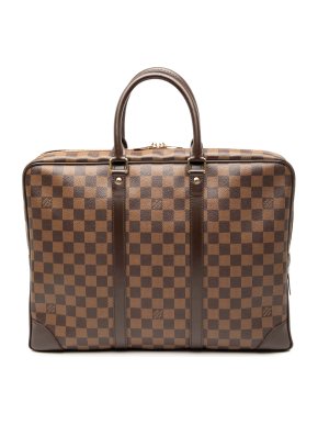 Louis Vuitton Coated Canvas Damier Ebene Porte Documents Voyage PM