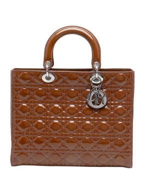 Dior Tan Large Patent Cannage Lady Dior