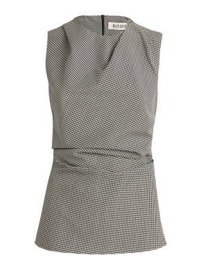 Róhe Ivory Virgin Wool-Blend Gingham Top