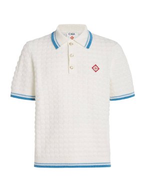 Casablanca Cotton-Blend Bouclé Polo Shirt