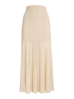 Isabel Marant Crepe Pleated Knit Midi Skirt