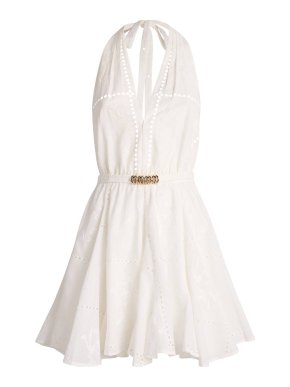 Maje Cotton Embroidered Mini Dress