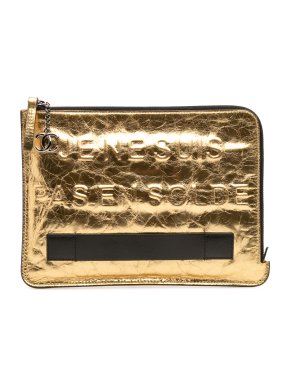 Chanel Gold Metallic Lambskin Je Ne Suis Pas En Solde Clutch