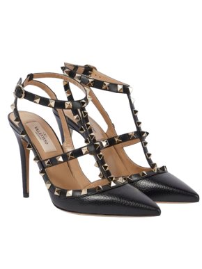 Valentino Black/Silver Rockstud Sandals