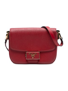 Prada Red Saffiano Lux Embleme Crossbody