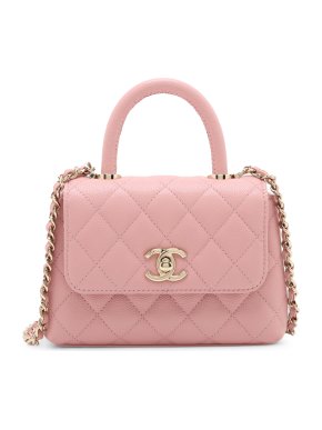 Chanel Pink Extra Mini Quilted Caviar Coco Top Handle Bag