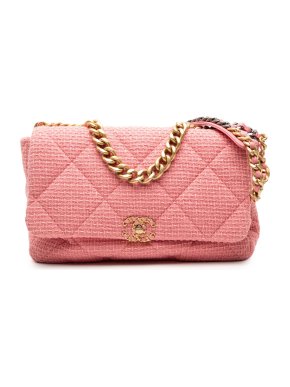 Chanel Pink Maxi Tweed 19 Flap