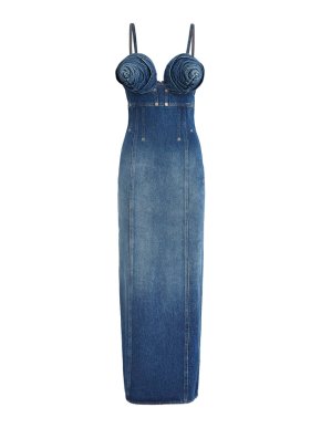 Jean Paul Gaultier Denim Iconic Cups Maxi Dress