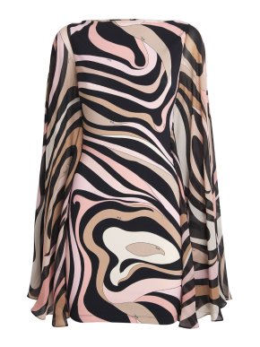 Pucci Silk Marmo Print Kaftan Mini Dress