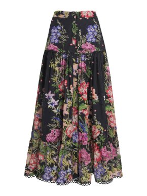 Charo Ruiz Ann Tiered Floral-print Voile Maxi Skirt