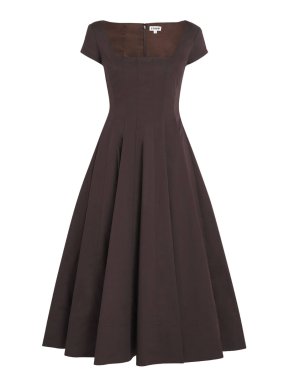 Staud Brown Wells Midi Dress