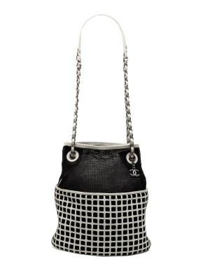 Chanel Black CC Mesh and Calfskin Bucket Bag