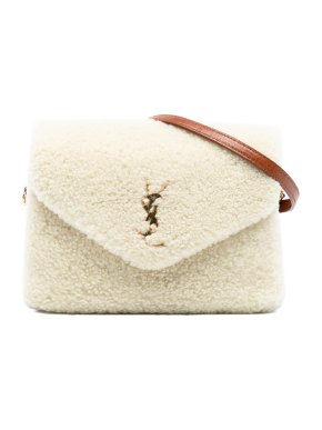 Saint Laurent Cream Toy Shearling Loulou Crossbody