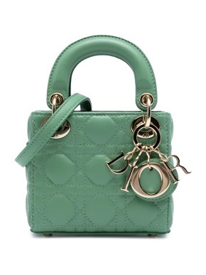 Dior Green Micro Lambskin Cannage Lady Dior