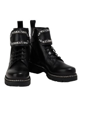 Rene Caovilla Rhinetone Embellished Biker Boots