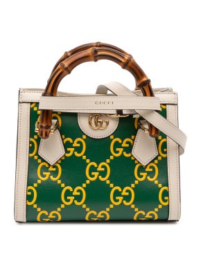 Gucci Green Mini Leather Bamboo GG Diana Satchel