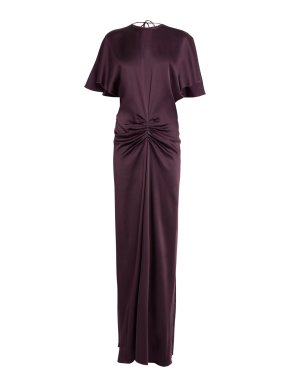 Victoria Beckham Gathered Satin Maxi Dress