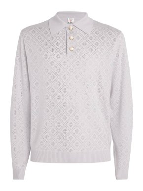 Casablanca Grey Merino Wool Polo Shirt