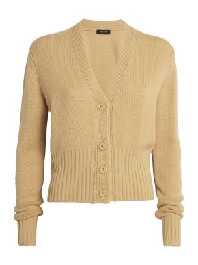 Fabiana Filippi Yellow Cashmere Embellished-Trim Cardigan