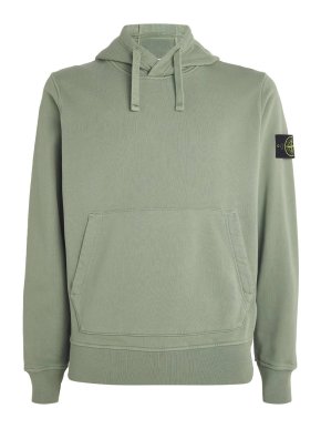 Stone Island Khaki Green Malfie Cotton Fleece Hoodie 1