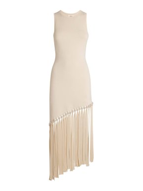 Sandro Asymmetrical Fringed Maxi Dress
