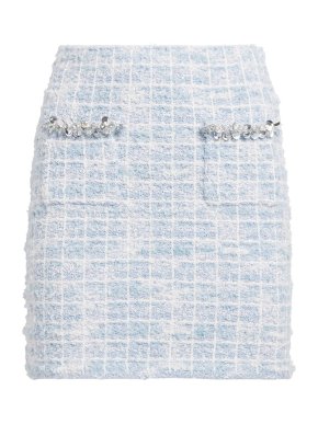 Self-Portrait Checked Embellished Tweed Miniskirt