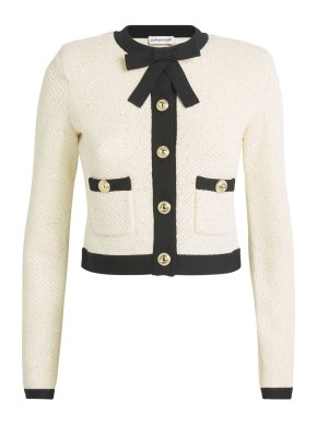 Self-Portrait Sequin Bouclé Cardigan