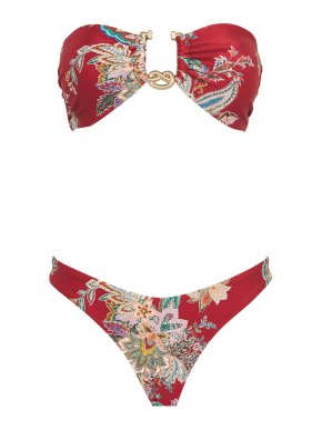 Zimmermann Rhiannon Embellished Printed Bandeau Bikini