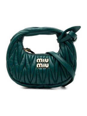 Miu Miu Teal Green Micro Nappa Matelasse Wander Bag