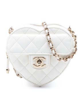 Chanel White Mini Lambskin CC in Love Heart Crossbody