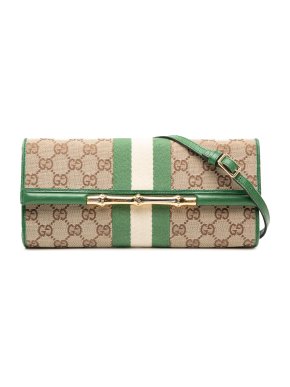 Gucci Green GG Canvas Web Bamboo Bar Crossbody