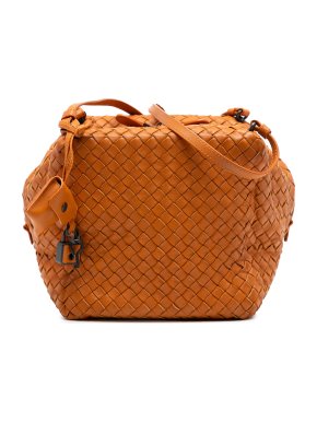 Bottega Veneta Orange Nappa Intrecciato Cube Crossbody
