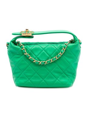 Chanel Green Small Quilted Lambskin Perfect Meeting Hobo