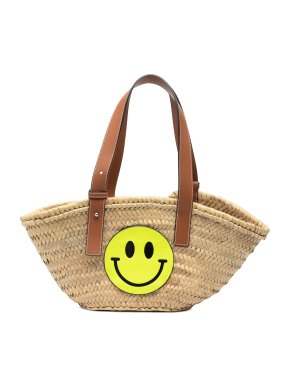Loewe Small Paulas Ibiza Smiley Raffia Basket Tote