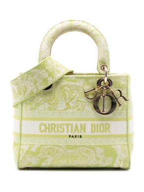 Dior GreenMedium Embroidered Canvas Toile de Jouy Lady D Lite