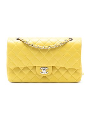Chanel Yellow Medium Classic Lambskin Double Flap