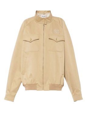 Miu Miu Beige Cotton Bomber Jacket