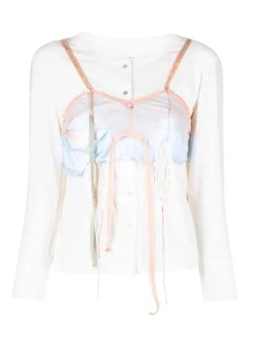 Maison Martin Margilea White Deconstructed Lingerie Top