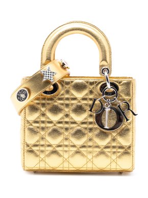 Dior Gold Small Metallic Grained Calfskin Cannage My ABCDior Lady Dior