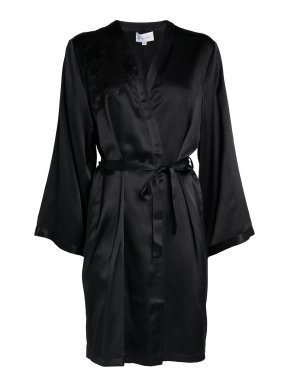 Marjolaine Silk Lace-Trim Robe