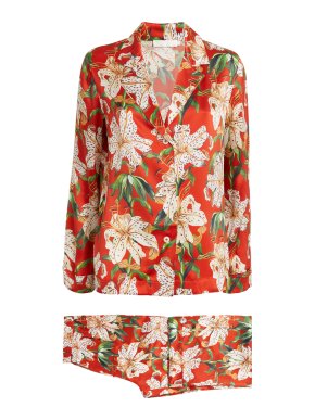 Desmond & Dempsey  Silk Lily Long Pyjama Set