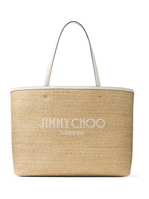 Jimmy Choo Marli Logo-Embroidered Raffia Tote Bag