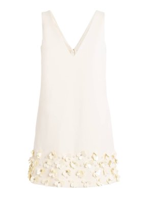 Self Portrait Crystal And Faux-Pearl Embellished Crepe Mini Dress