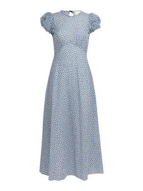 Doen DÔEN Blue Organic Cotton Romina Midi Dress