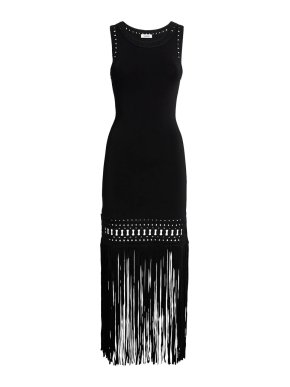 Sandro  Fringed Knit Midi Dress